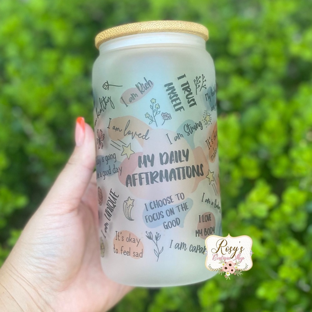 Daily Affirmations 16oz libbey glass cup